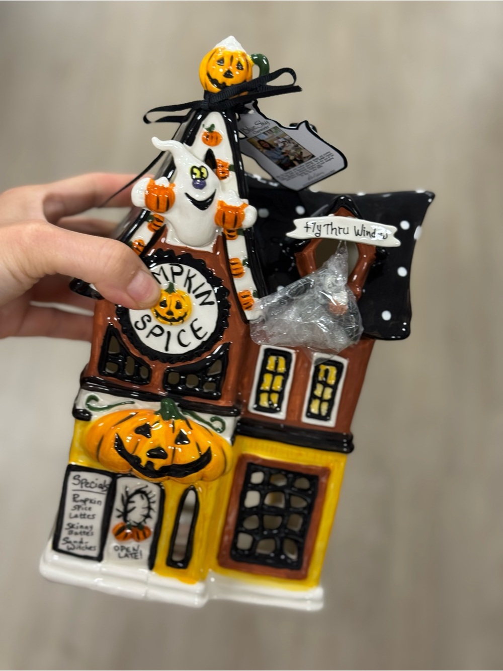 Blue Sky Pumpkin Spice Halloween House Ceramic Décor